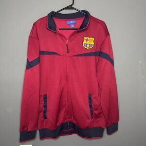 Fc-barcelona Men's Red and Burgundy Jacket